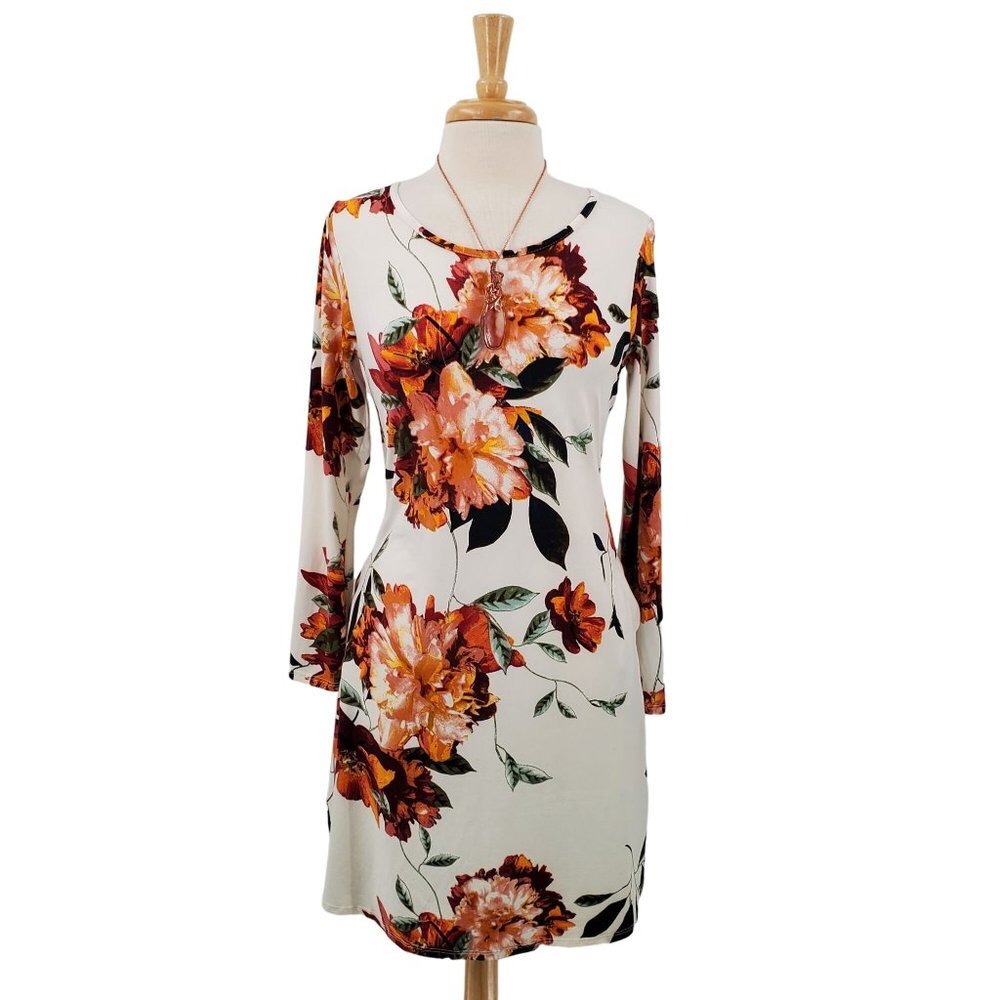 Sweet Lovely By Jen Long Sleeve Floral Pocket Dress Size S Casual Multicolor
